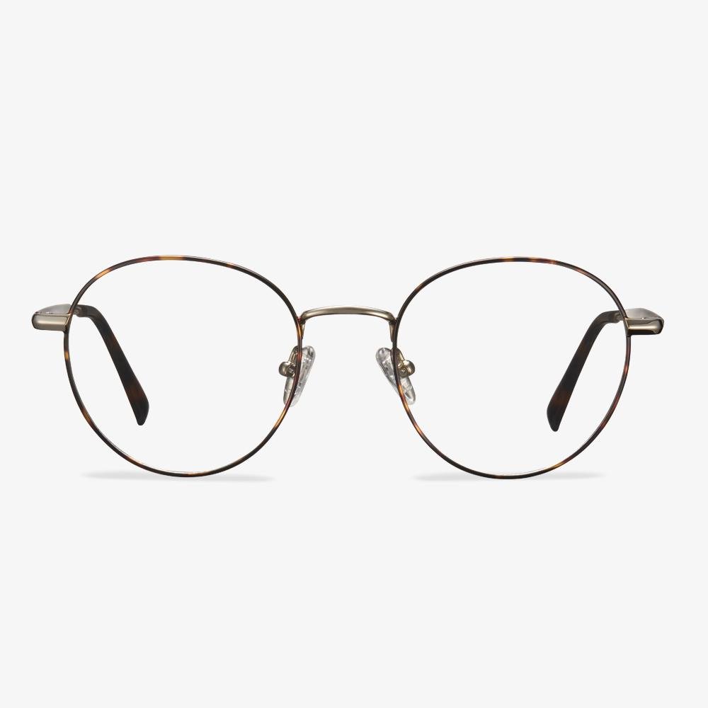 Round Tortoise Metal Glasses - Mandel | IGIOO