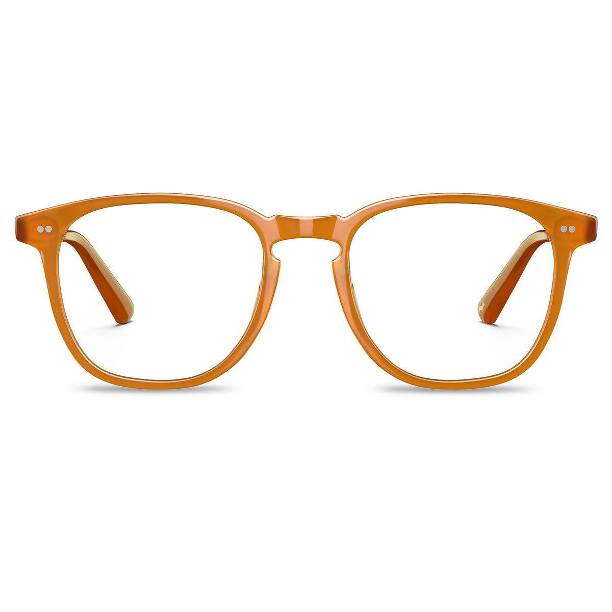 Orange square optical glasses front view - Italian design vintage eyeglasses-front