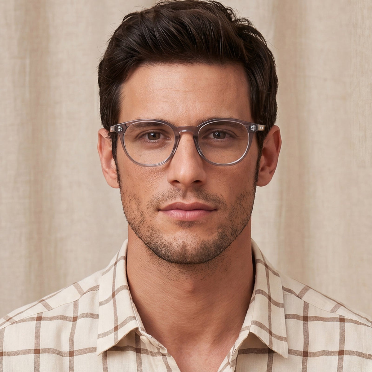 IGIOO Vinyl FC04 Crystal Grey Round Acetate Eyeglasses men eyewear
