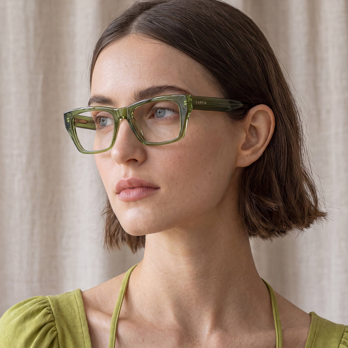 IGIOO Prescription Eyeglasses green Italian Acetate Frames For Women lifestyle
