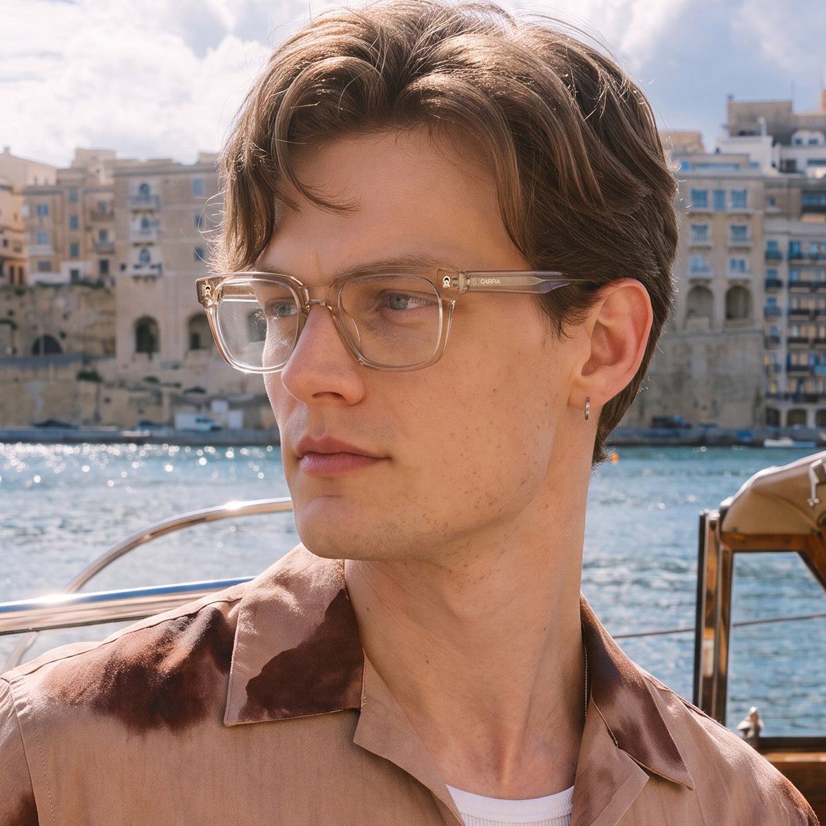 IGIOO Camet Rectangular Eyeglasses Italian Designed clear gold Acetate Frames men lifestyle