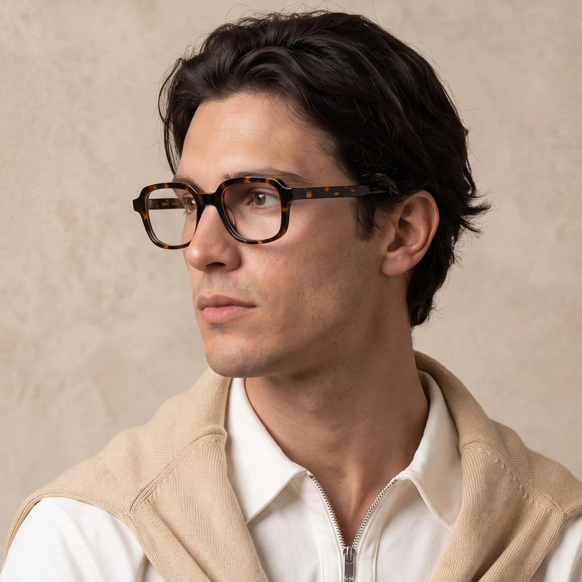 IGIOO Amory CA7035-C2 Tortoise Acetate Rectangle Prescription Glasses Eyeglasses for Unisex, Model View