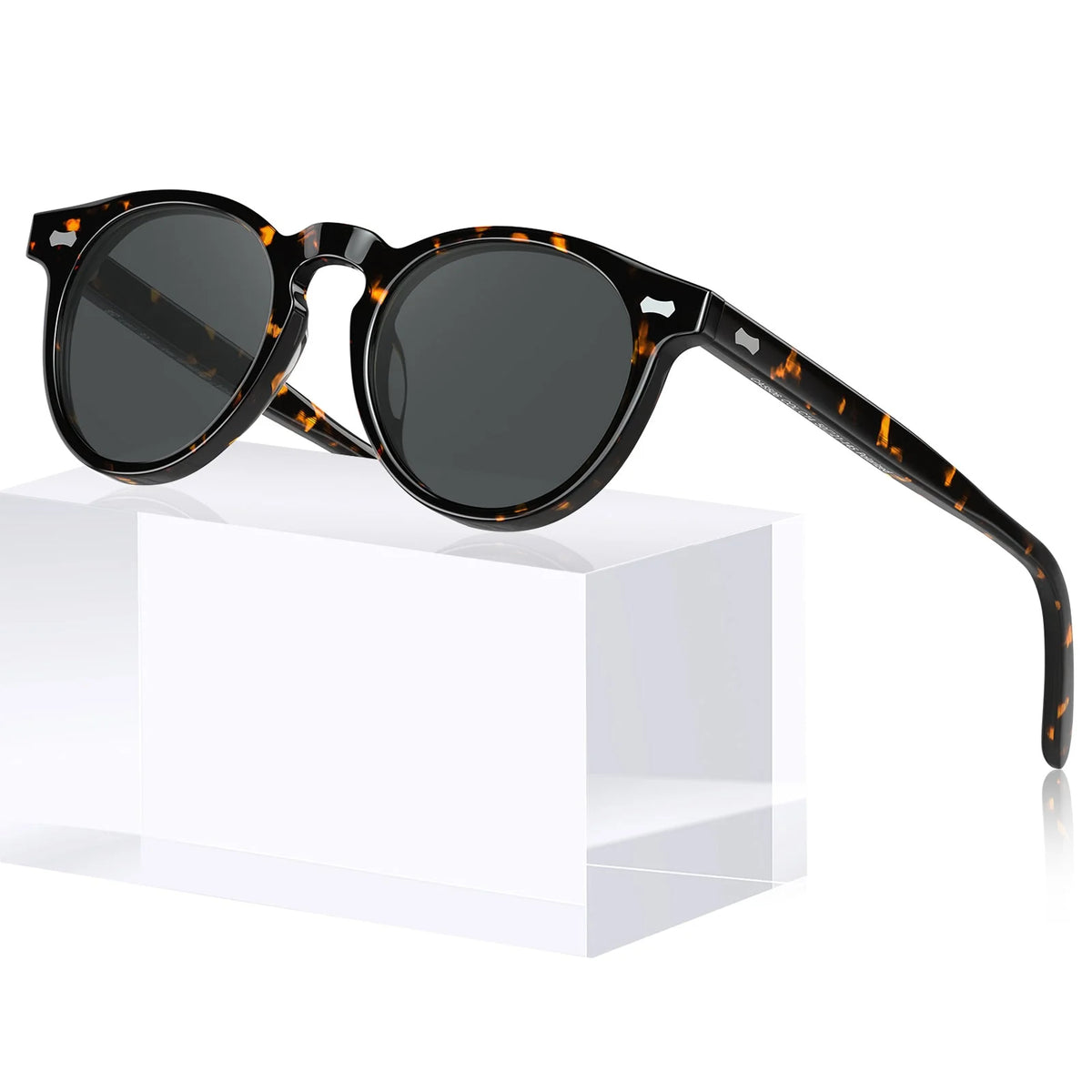 IGIOO Dublin CA5506-C14 Tortoise Acetate Round Polarized Sunglasses for Men, Front View