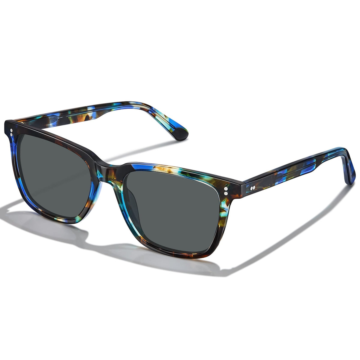 IGIOO Kenora-C17 Black Acetate Heart Polarized Sunglasses for Women, Front View