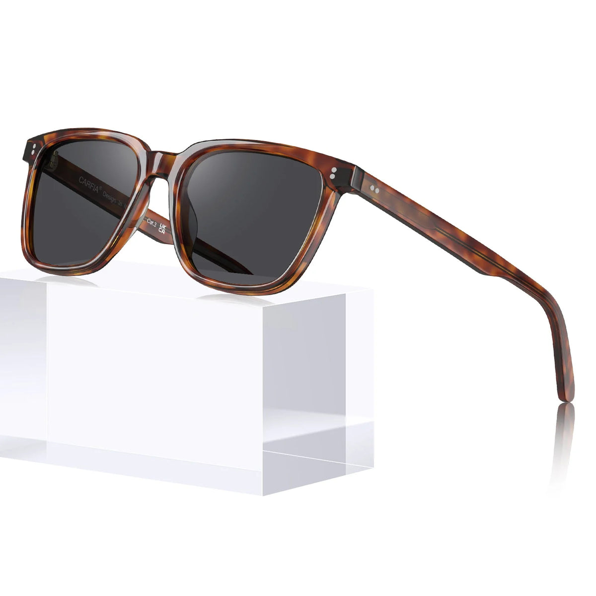 IGIOO Kenosha CA5354L26 Tortoise Acetate Square Polarized Sunglasses for Men, Front View