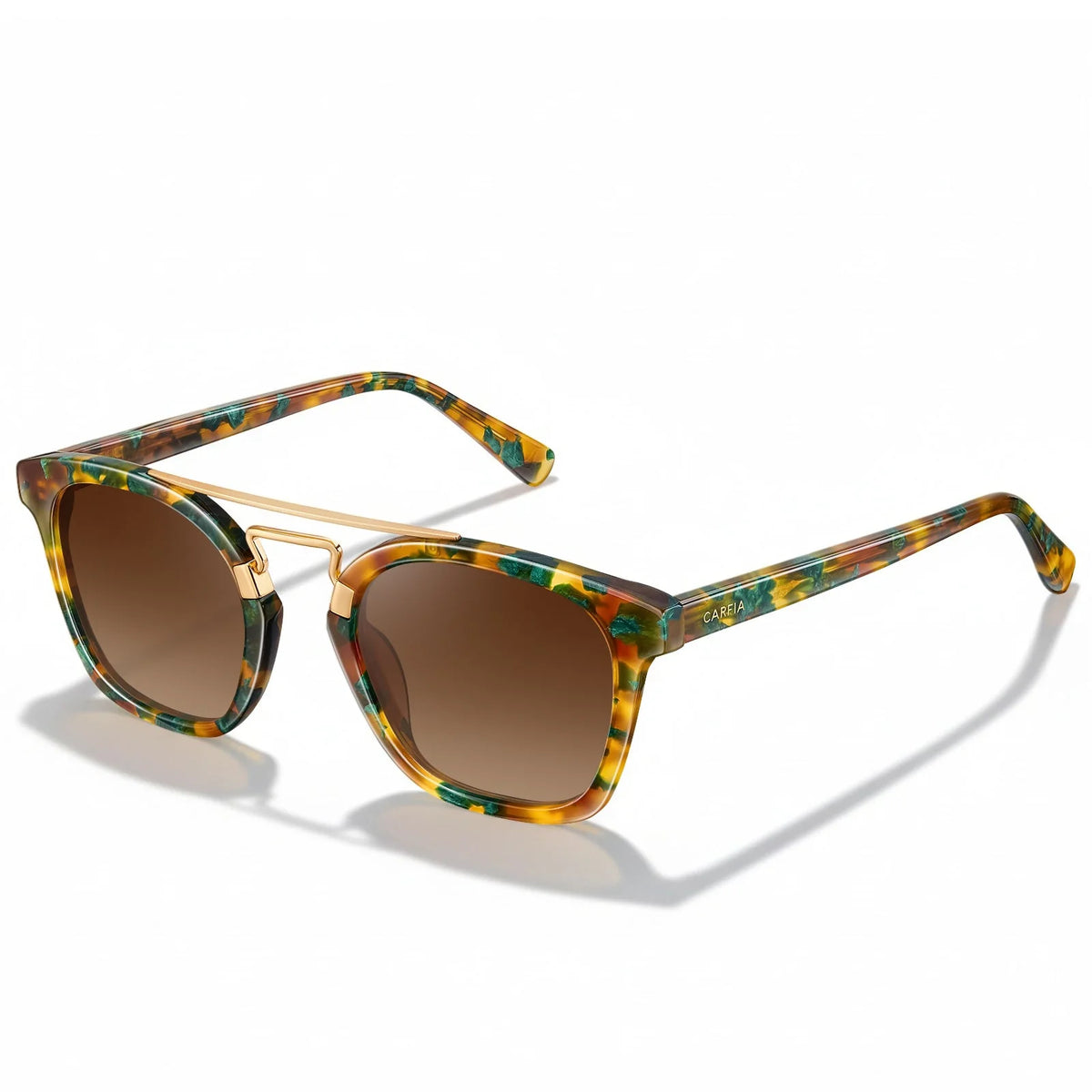 IGIOO Niloss CA5399-C08 Tortoise Acetate Square Polarized Sunglasses for Women, Three-Quarter View