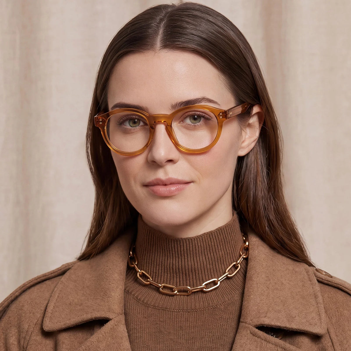 IGIOO Primrose CA5403-FC03 Orange Acetate Round Prescription Glasses Eyeglasses for Unisex, Model View