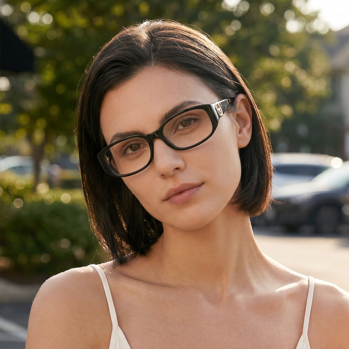 IGIOO Black Premium Acetate Eyeglasses Italian Design with Signature Deer Logo Temple women lifestyle