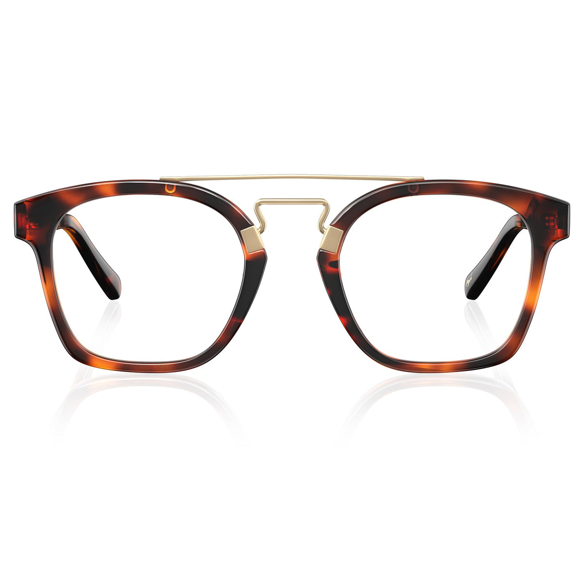 IGIOO Queen Tortoiseshell Acetate Eyeglasses Double Bridge Women's Frames Front