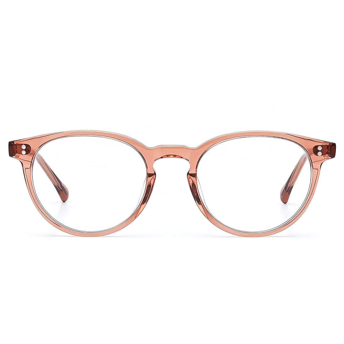 IGIOO Vinyl FC02 Crystal Brown Round Acetate Eyeglasses handmade eyewear front