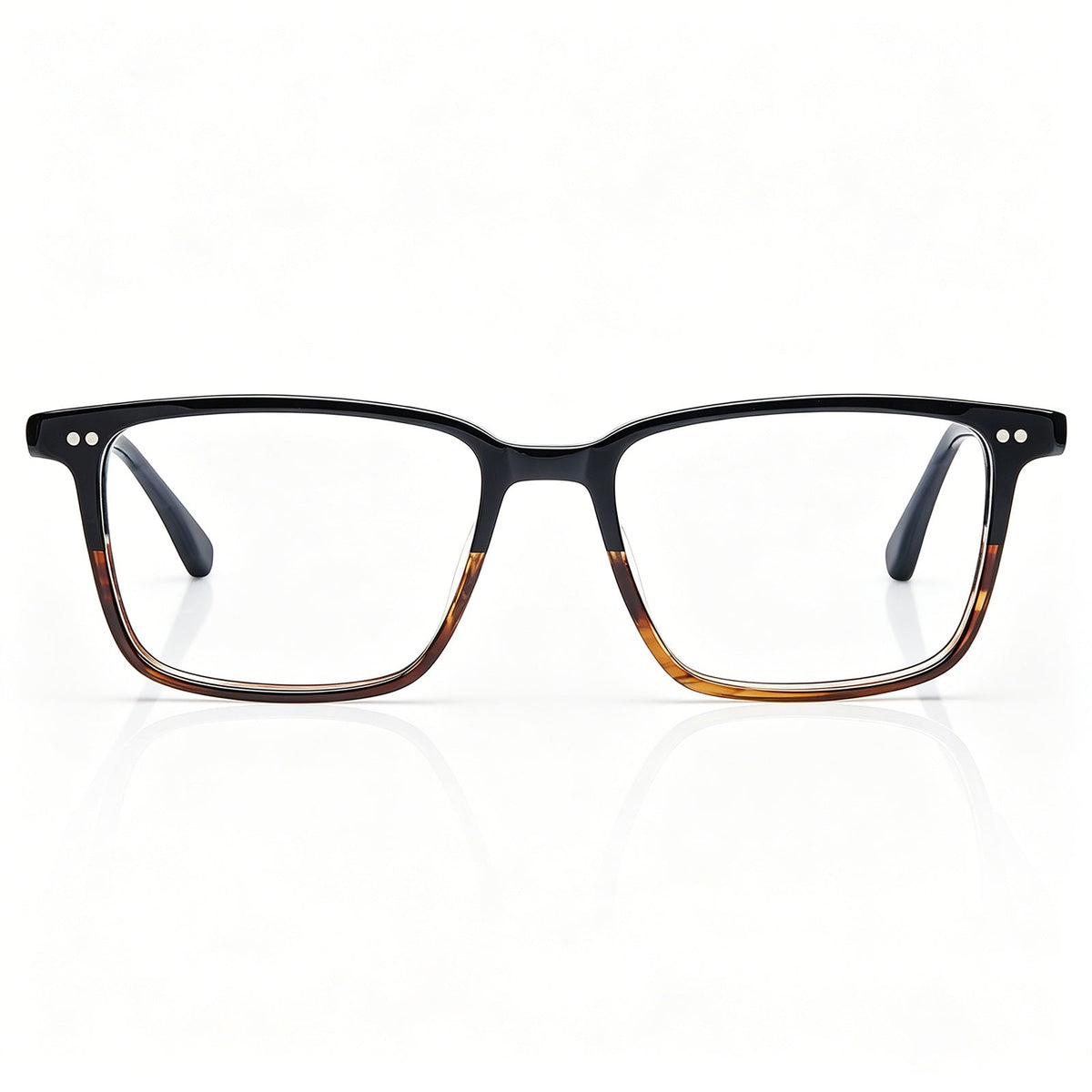 Lightweight Square Eyeglasses | Black Tortoise Acetate Frame |IGIOO eyewear front