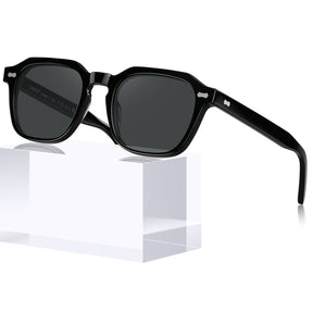 IGIOO Architect-C01-RX Black Acetate Round Polarized Eyeglasses for Men, Angle View