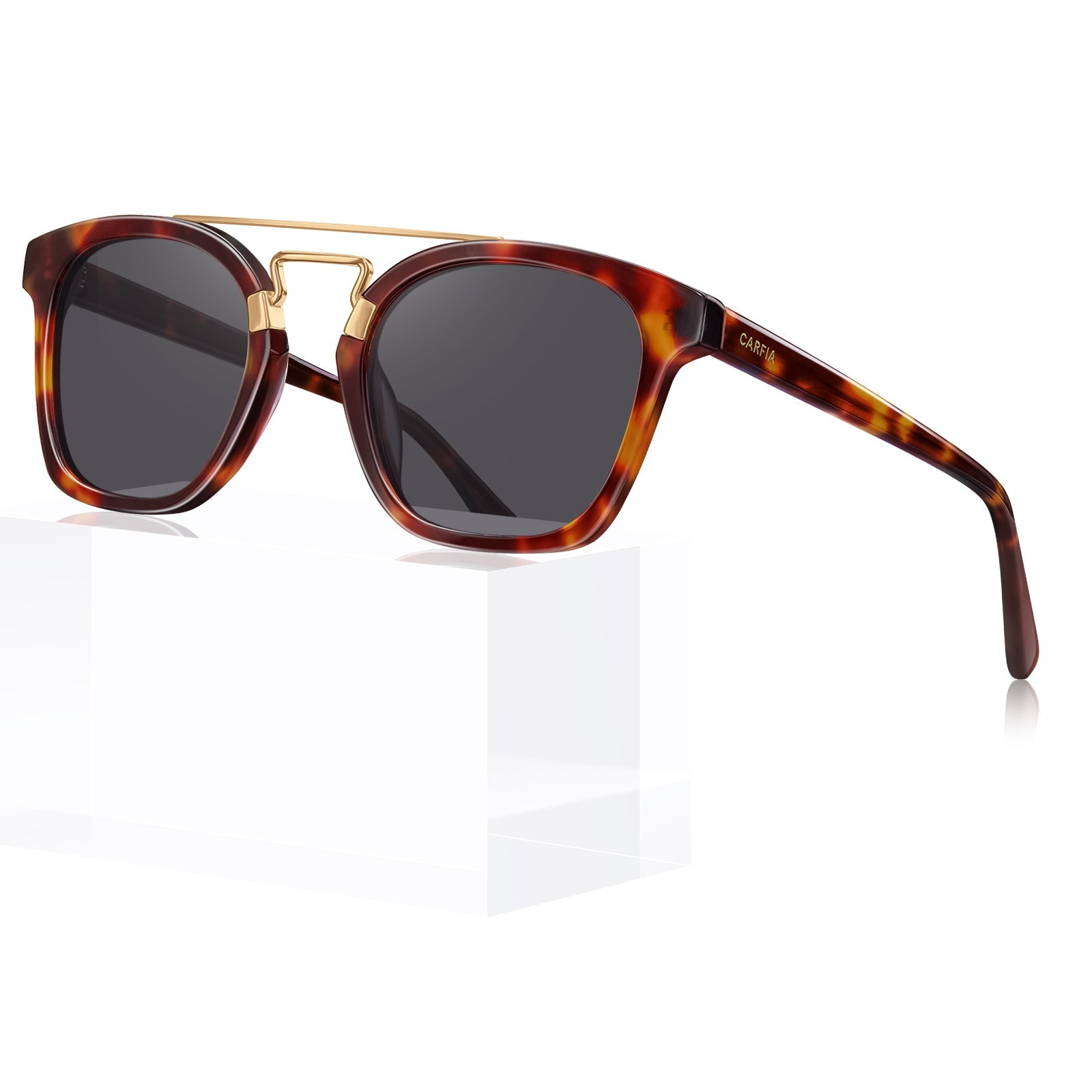 IGIOO Niloss-C04 Tortoise Acetate Sunglasses for Women, Three-Quarter View