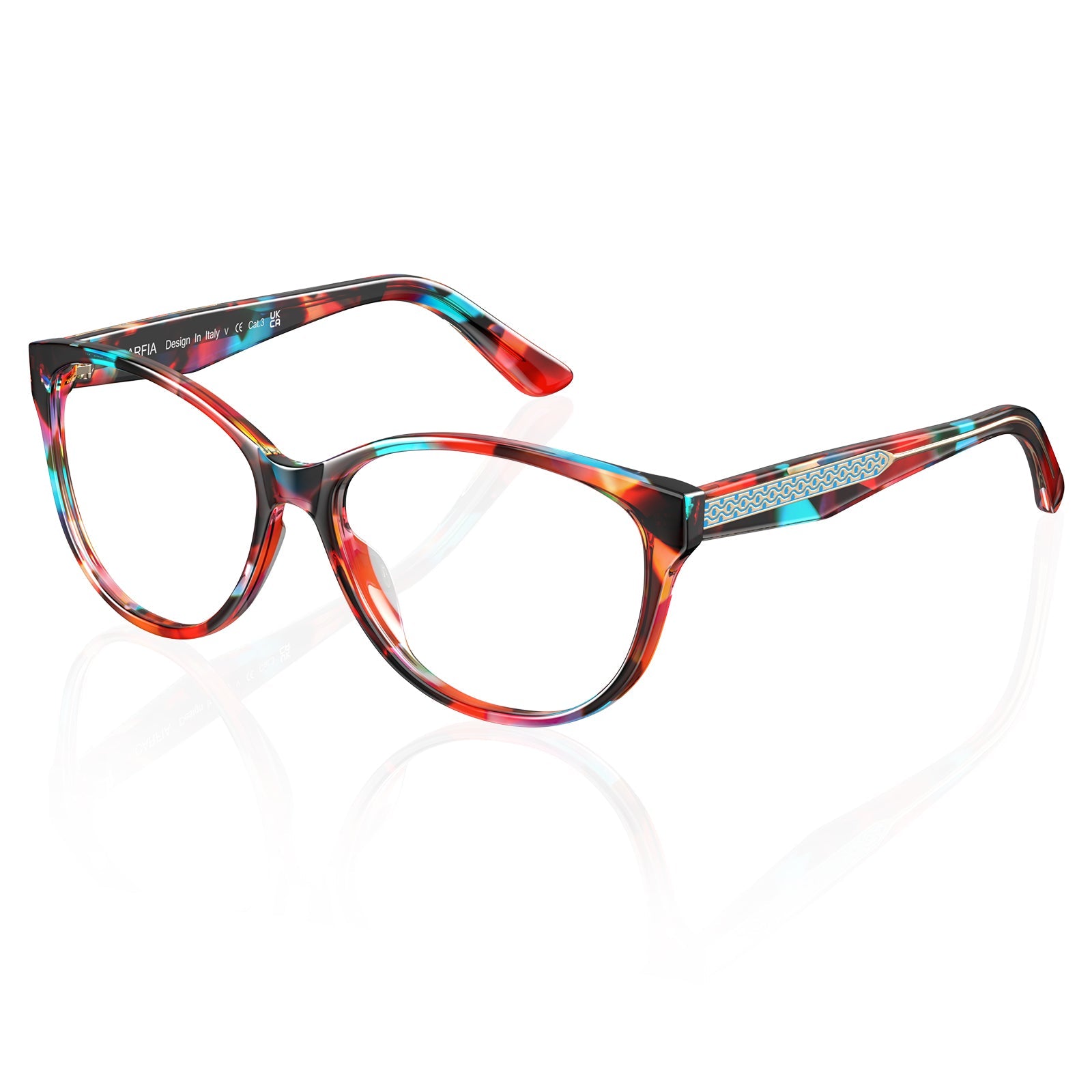 IGIOO Barrie-FC03 Tortoise Acetate Cat-Eye Polarized Eyeglasses for Women, Three-Quarter View
