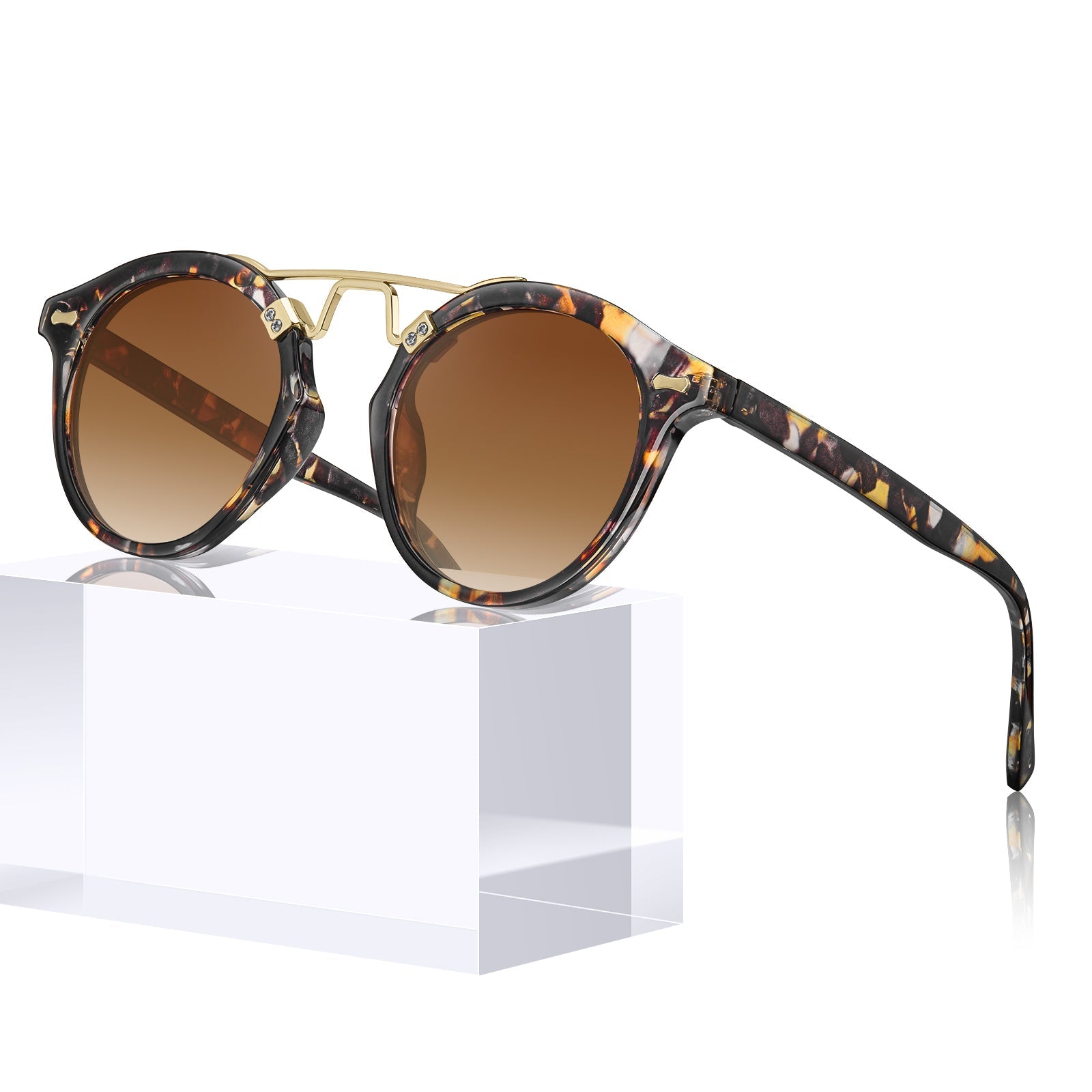 IGIOO AvonPark-C6-RX Tortoise Acetate Heart Polarized Eyeglasses for Women, Three-Quarter View