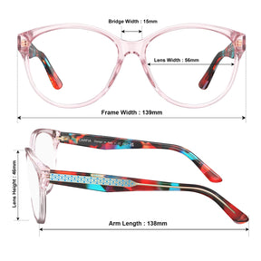 IGIOO Barrie-FC04 Pink Acetate Cat-Eye Eyeglasses for Women, Angle View