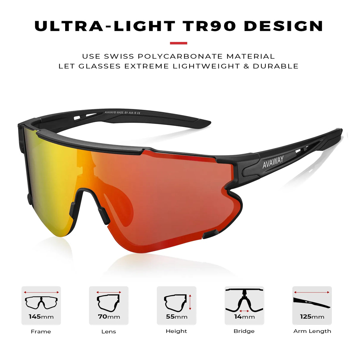 Black Freedom Trail-Orange Lens Sports Sunglasses