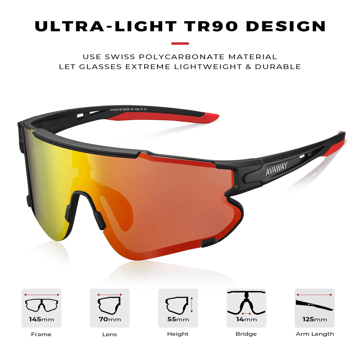 Black Freedom Trail-Orange Lens Sports Sunglasses