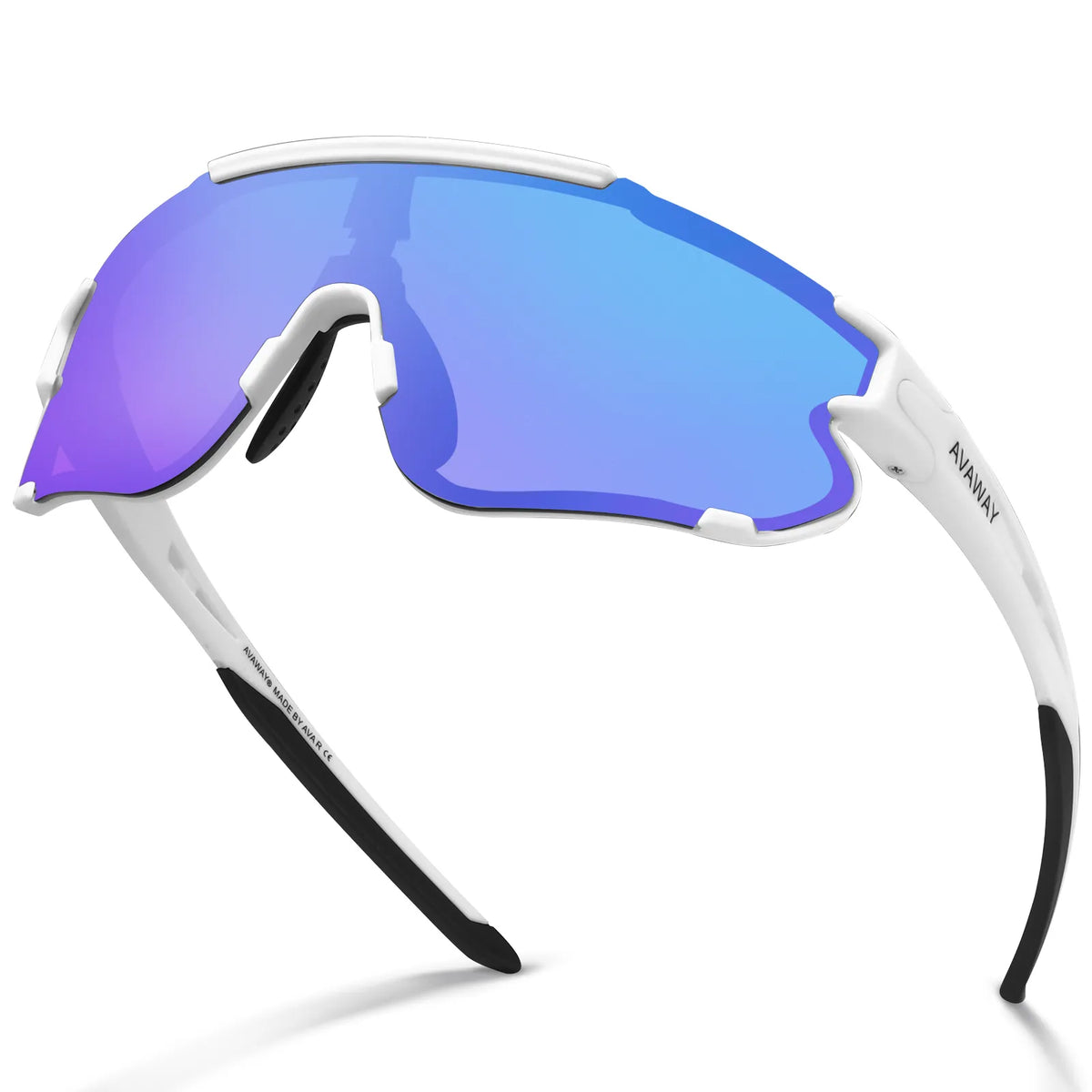 White Freedom Trail-Blue Lens Sports Sunglasses