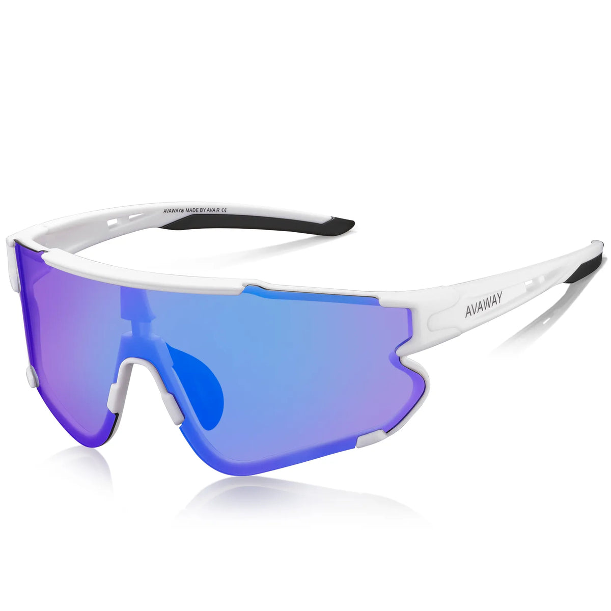 White Freedom Trail-Blue Lens Sports Sunglasses