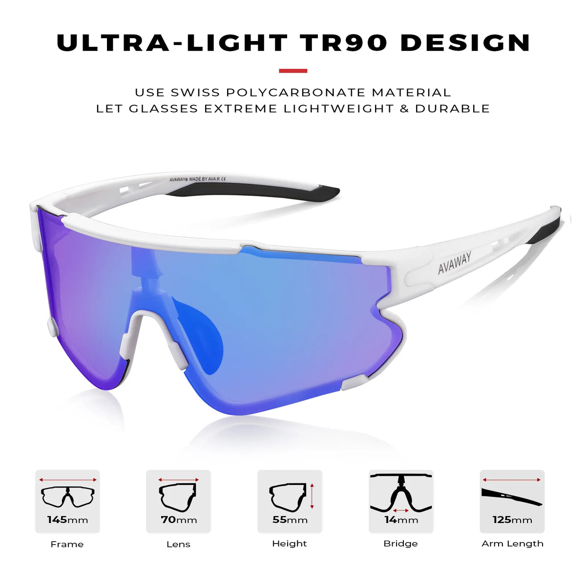 White Freedom Trail-Blue Lens Sports Sunglasses