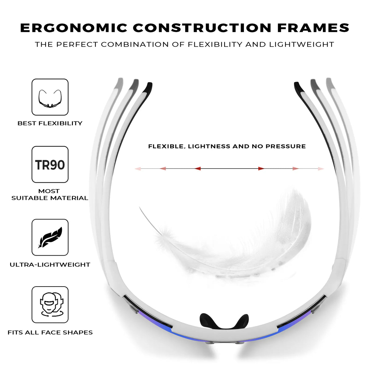 White Freedom Trail-Blue Lens Sports Sunglasses
