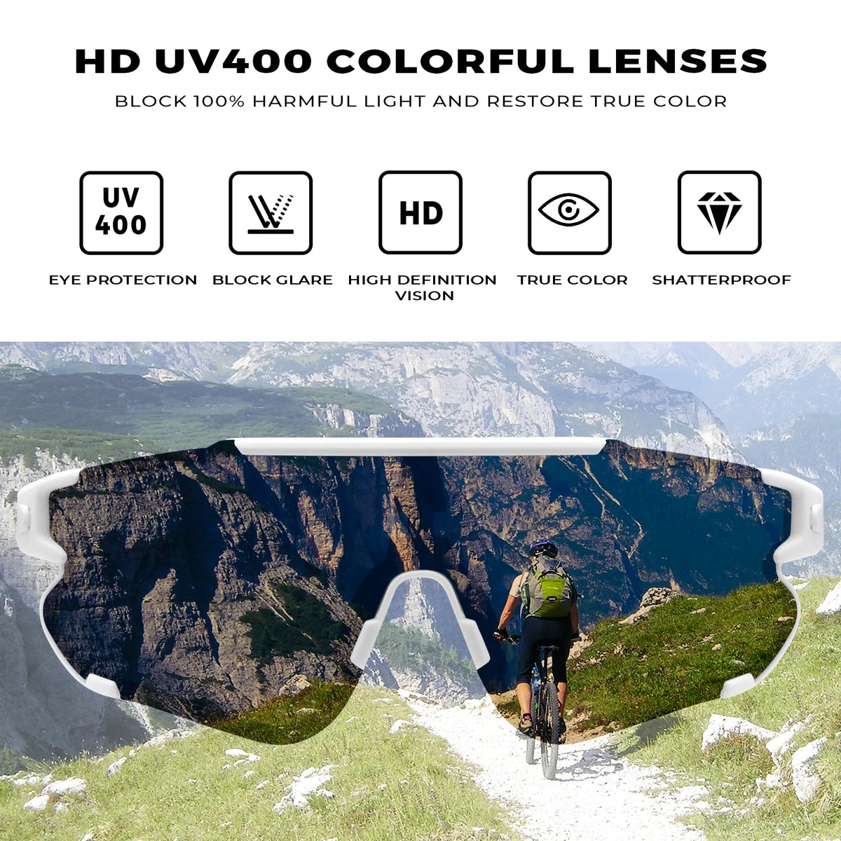 White Freedom Trail-Blue Lens Sports Sunglasses