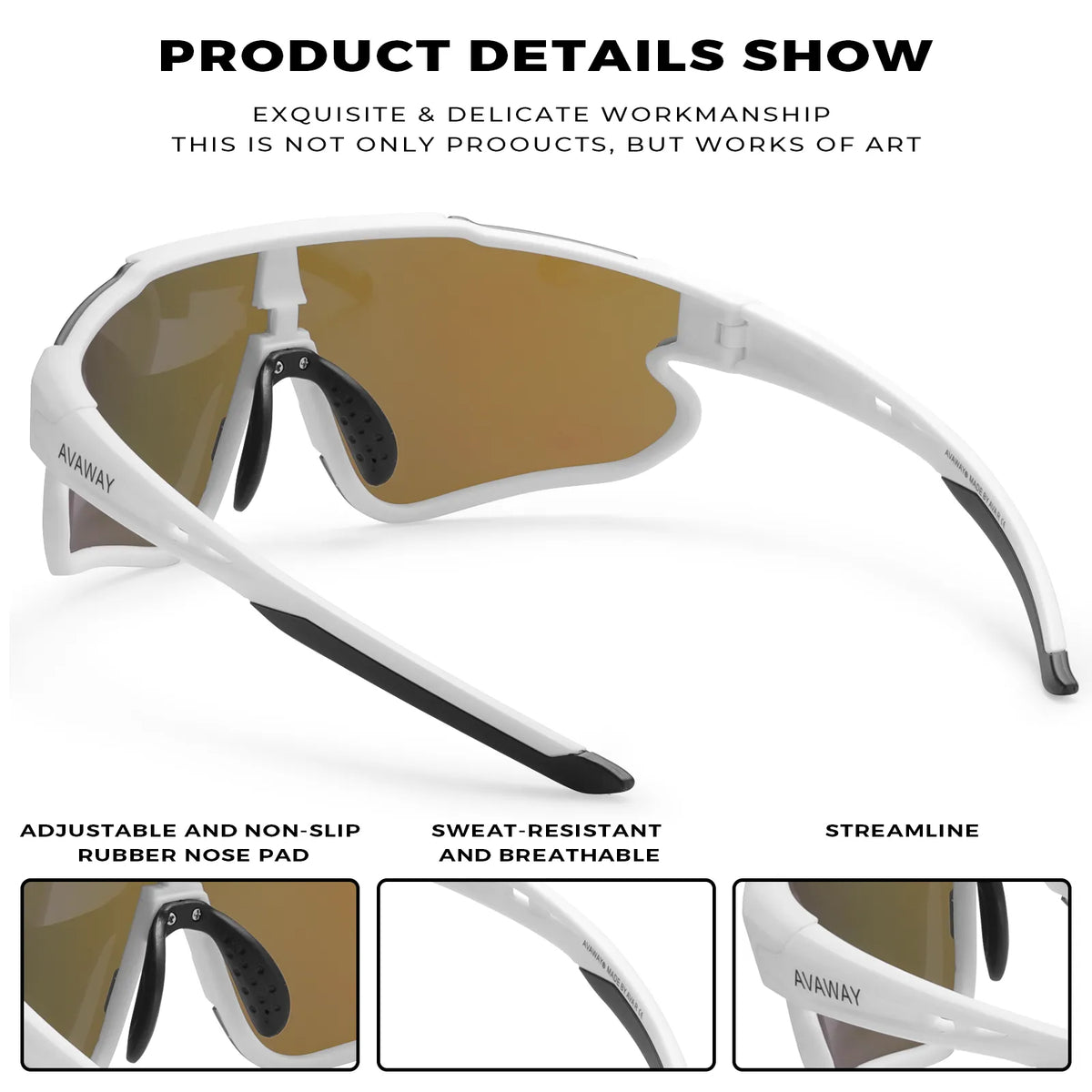 White Freedom Trail-Blue Lens Sports Sunglasses