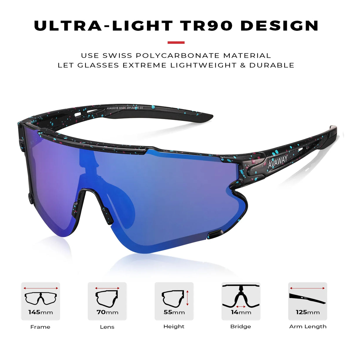Black Freedom Trail-Blue Lens Sports Sunglasses