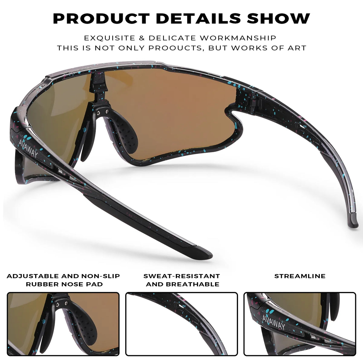 Black Freedom Trail-Blue Lens Sports Sunglasses