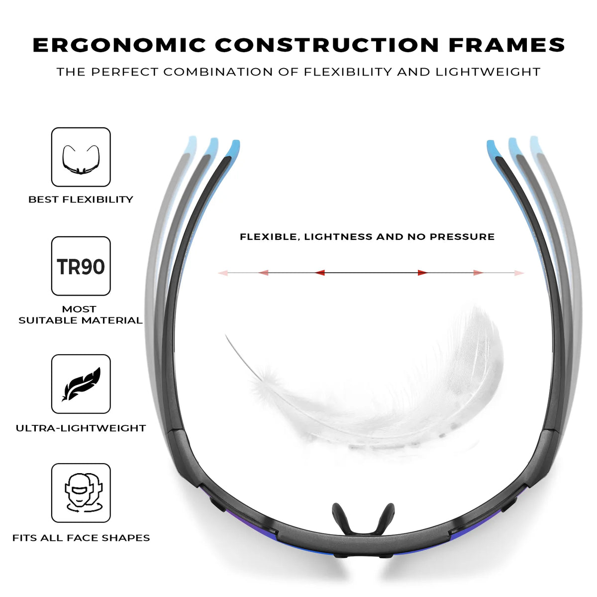 Black Freedom Trail-Blue Lens Sports Sunglasses