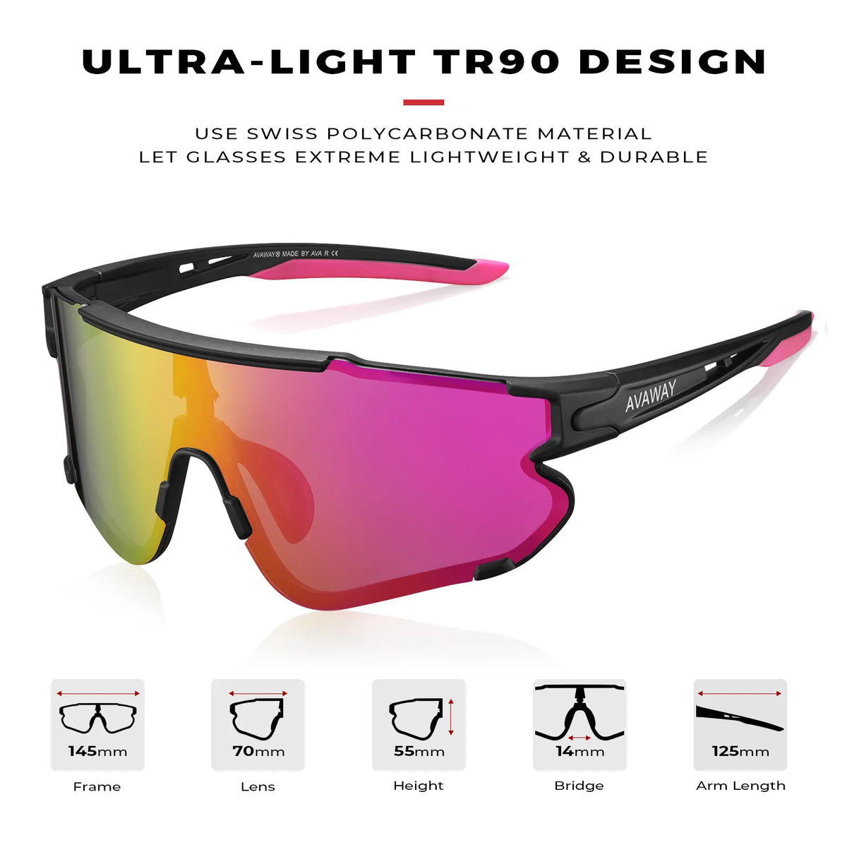 Black Freedom Trail-Pink Lens Sports Sunglasses