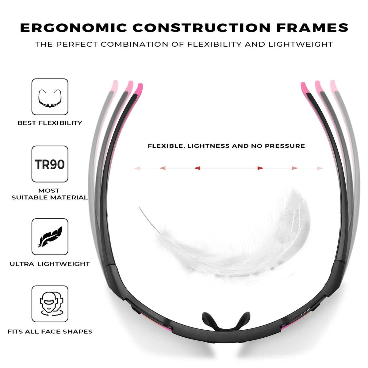 Black Freedom Trail-Pink Lens Sports Sunglasses