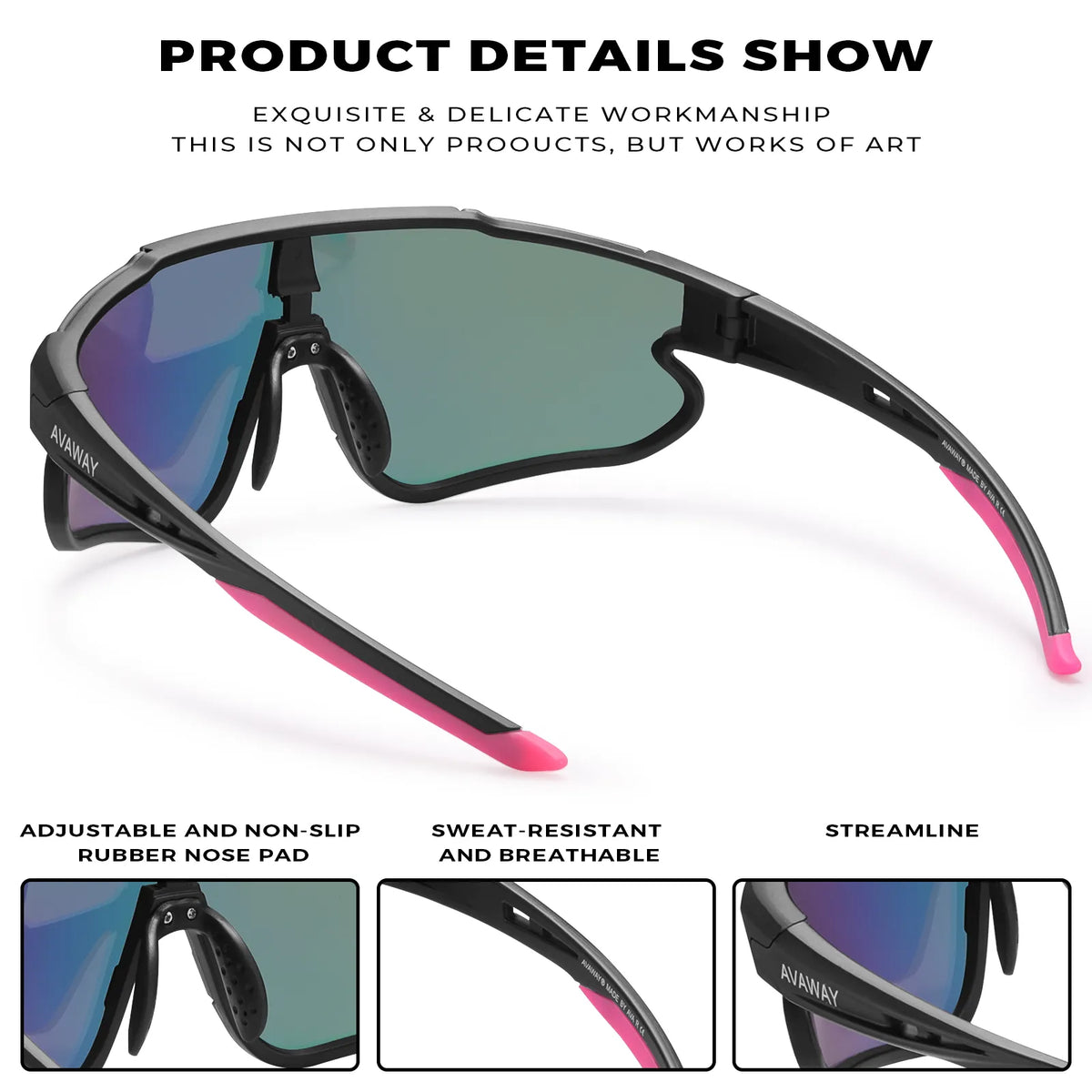 Black Freedom Trail-Pink Lens Sports Sunglasses