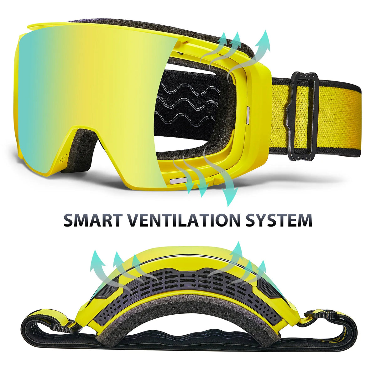 Black Alpine Storm-Gold Lens Snow Goggles