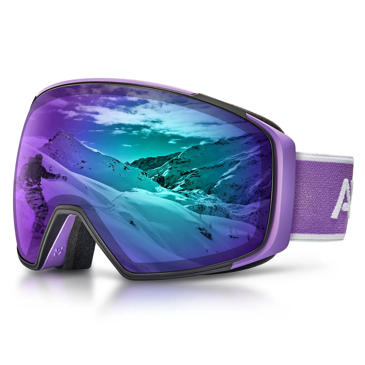 Black Alpine Storm-Purple Lens Snow Goggles