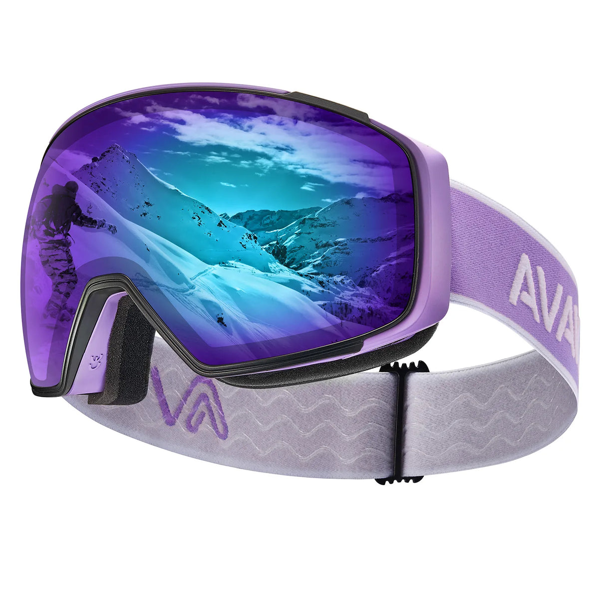 Black Alpine Storm-Purple Lens Snow Goggles