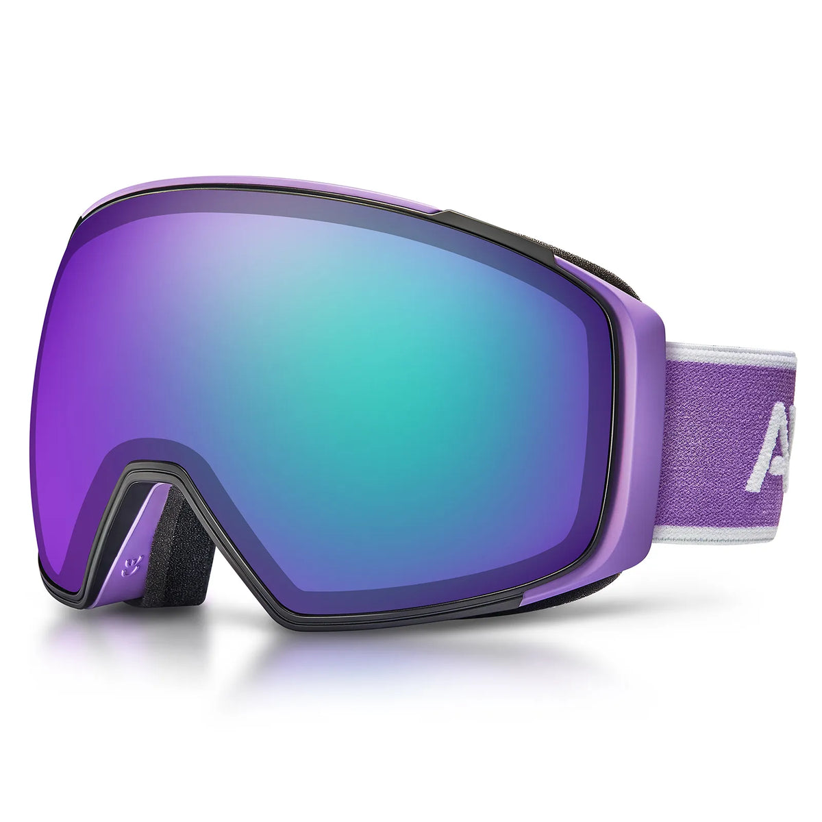 Black Alpine Storm-Purple Lens Snow Goggles