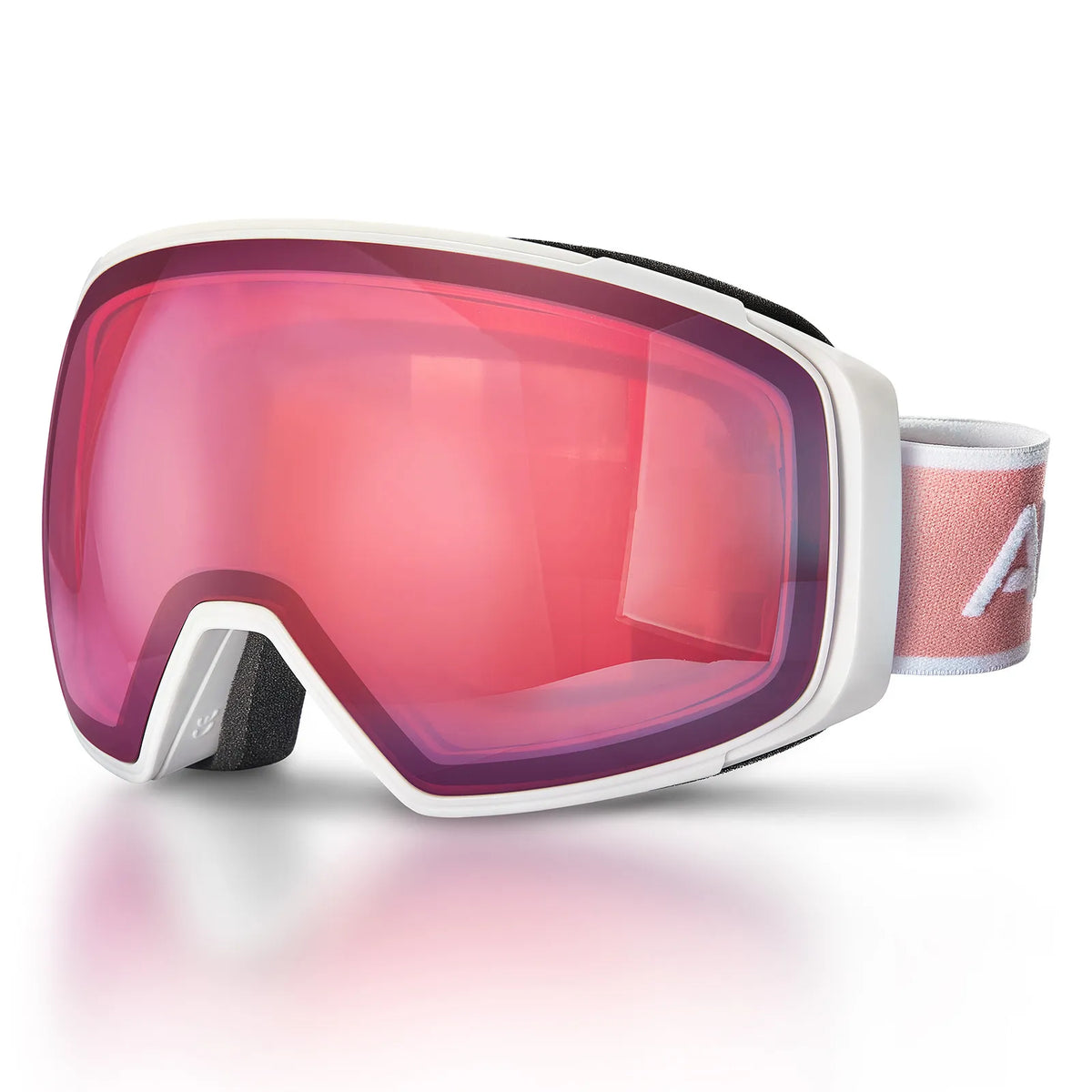 Black Alpine Storm-Pink Lens Snow Goggles