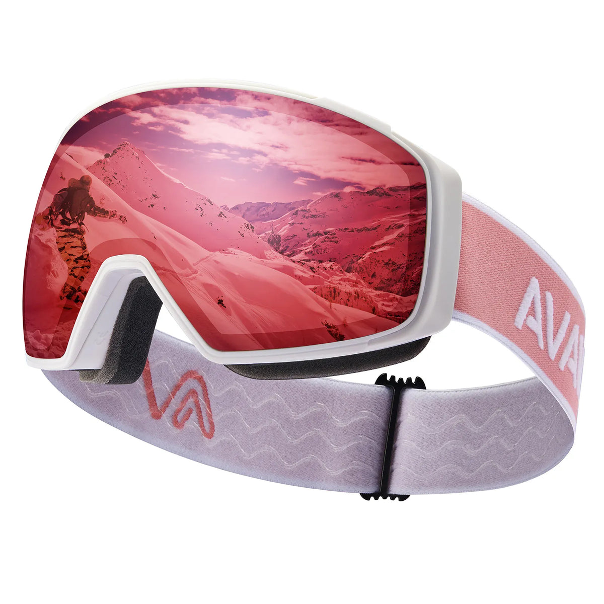Black Alpine Storm-Pink Lens Snow Goggles