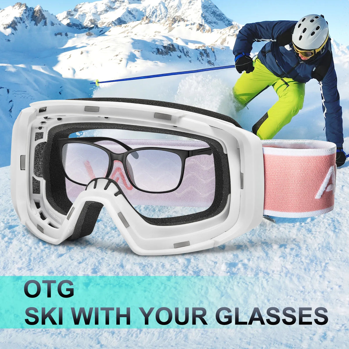 Black Alpine Storm-Pink Lens Snow Goggles