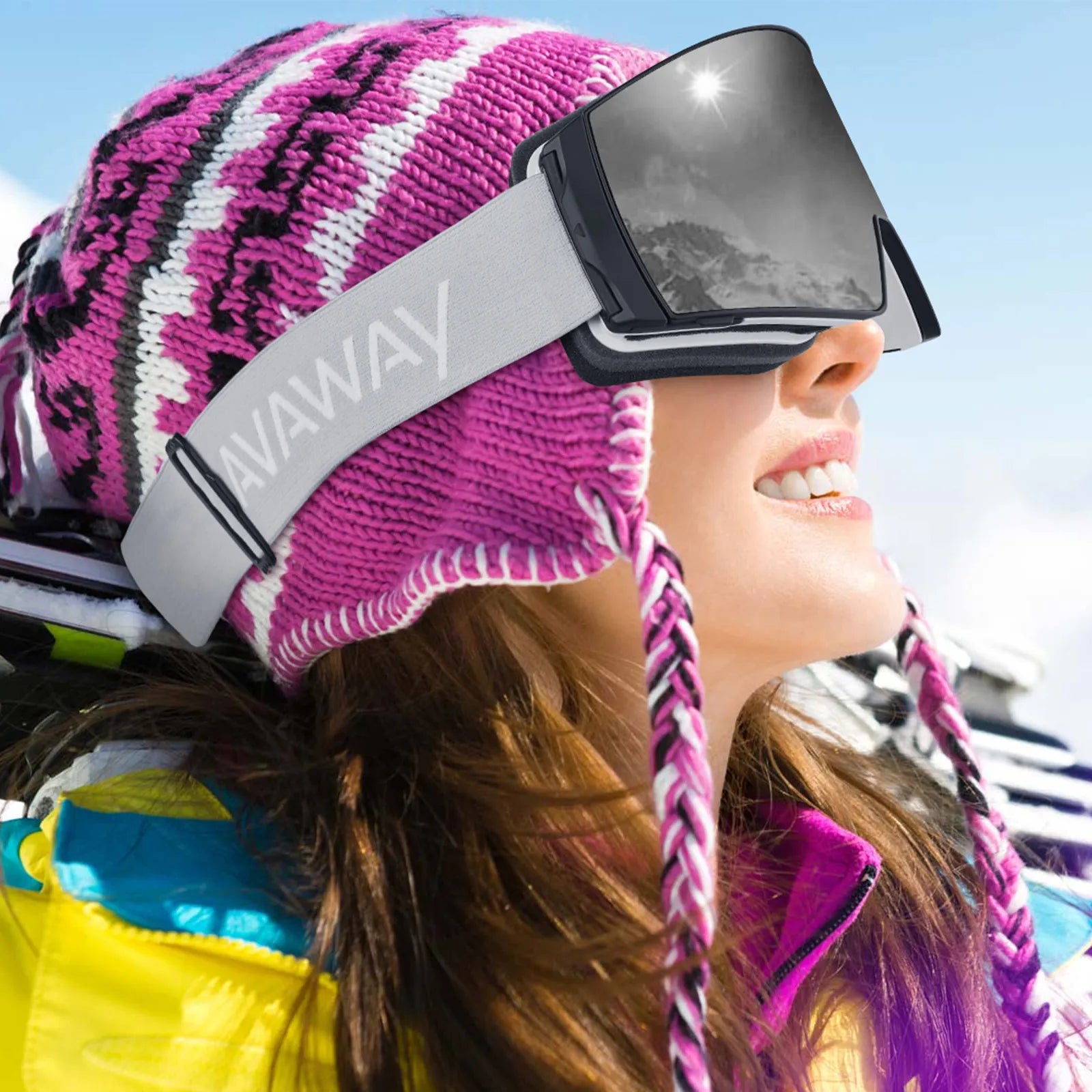 CARFIA Magnetic Ski Goggles OTG - 100% UV Protection Anti fog