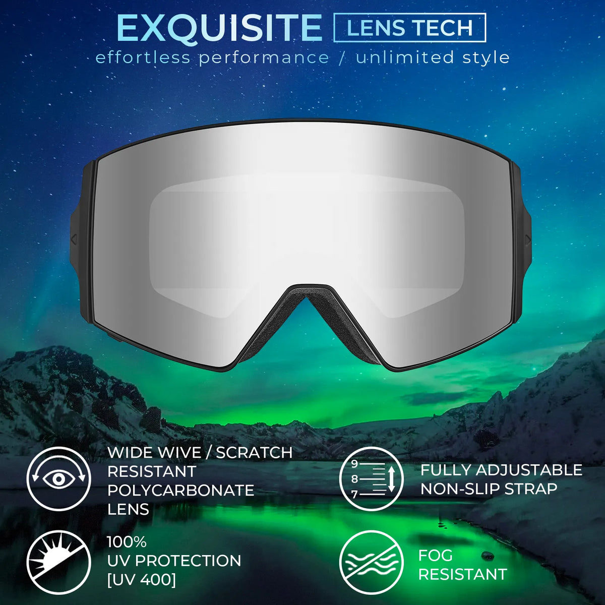 Black Mountain Apex-Silver Lens Snow Goggles