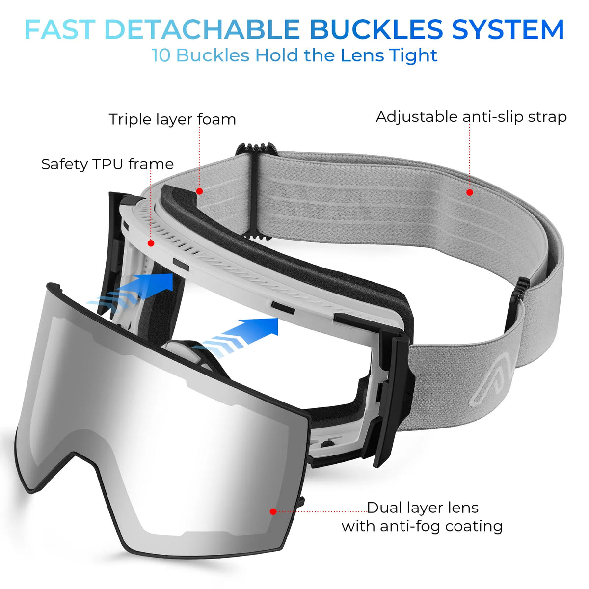 Black Mountain Apex-Silver Lens Snow Goggles