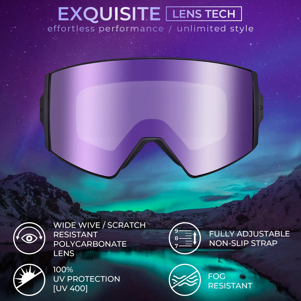 Black Mountain Apex-Purple Lens Snow Goggles