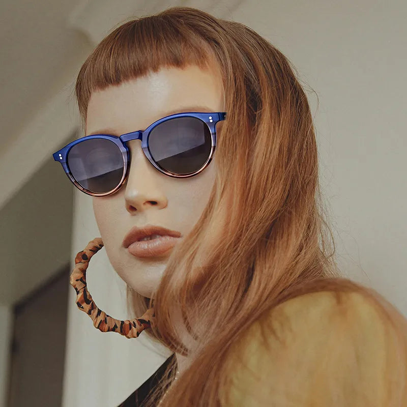 Striped Buffalo-Peacock Feather Sunglasses