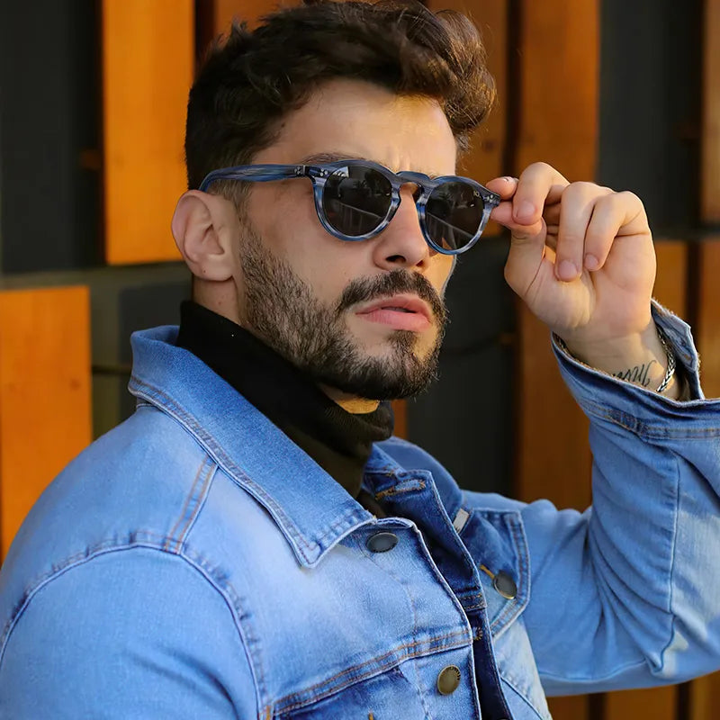 Striped Mesa-Blue-Grey Swirl Sunglasses