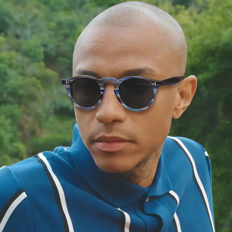 Striped Mesa-Blue-Grey Swirl Sunglasses