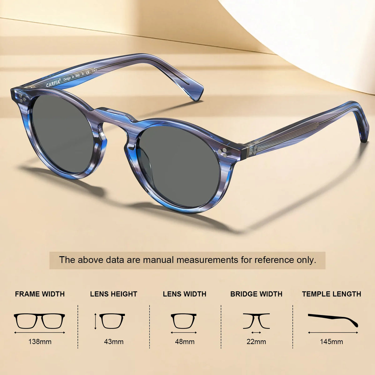 Striped Mesa-Blue-Grey Swirl Sunglasses