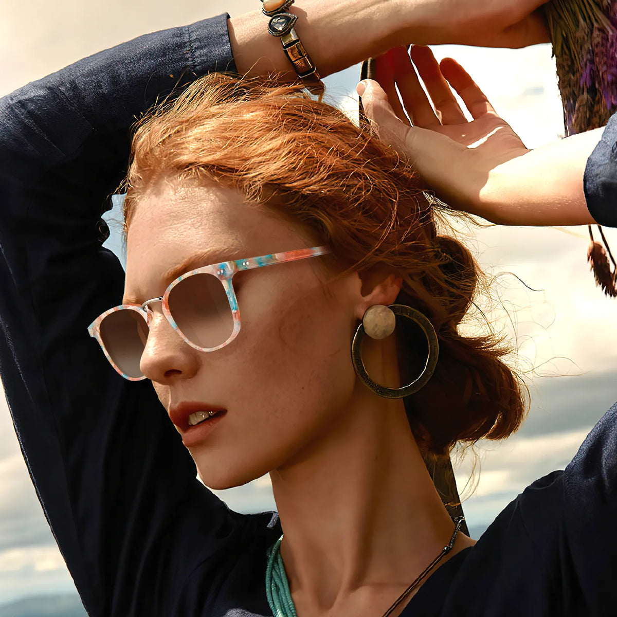 Floral Auburn-Colorful Marble Sunglasses